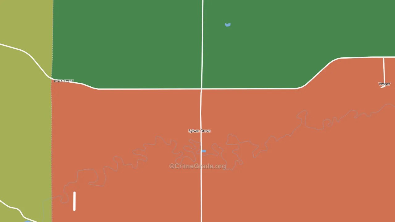 Sylvan Grove, KS Map of Vehicle Theft Rates