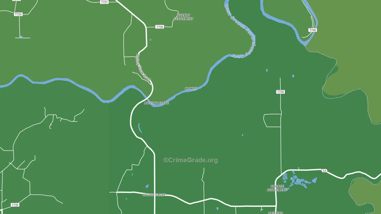 Sylvan Grove, PA Map of Vehicle Theft Rates