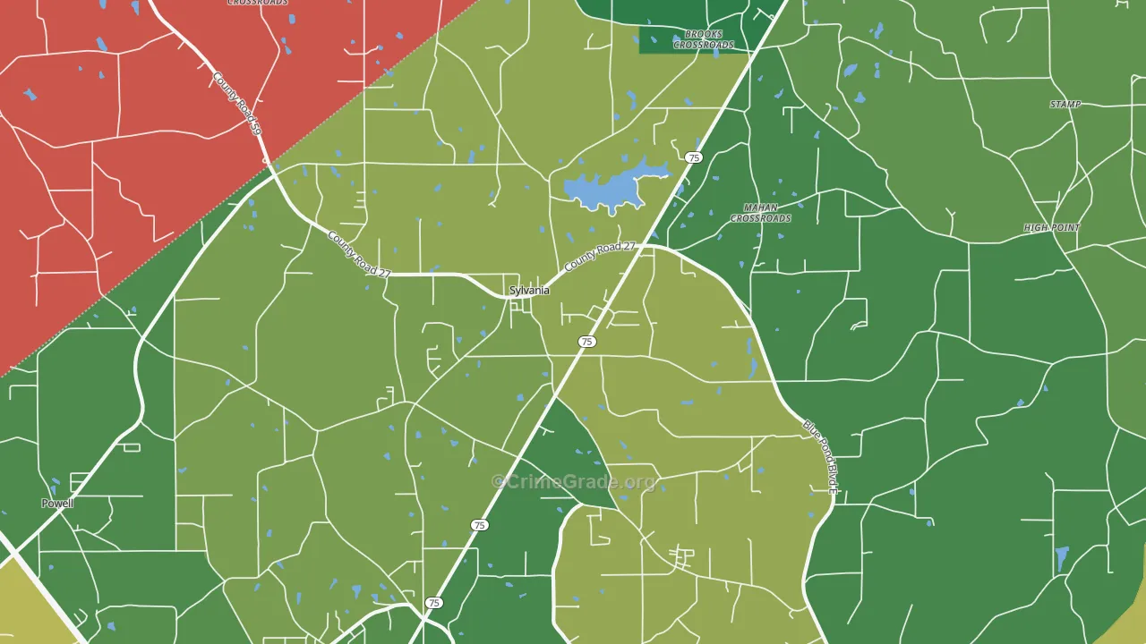 Sylvania, AL Map of Vehicle Theft Rates