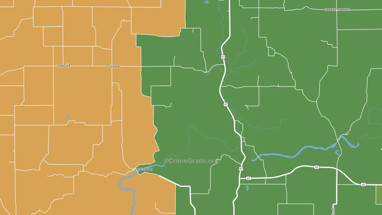 Sylvania, IN Map of Vehicle Theft Rates