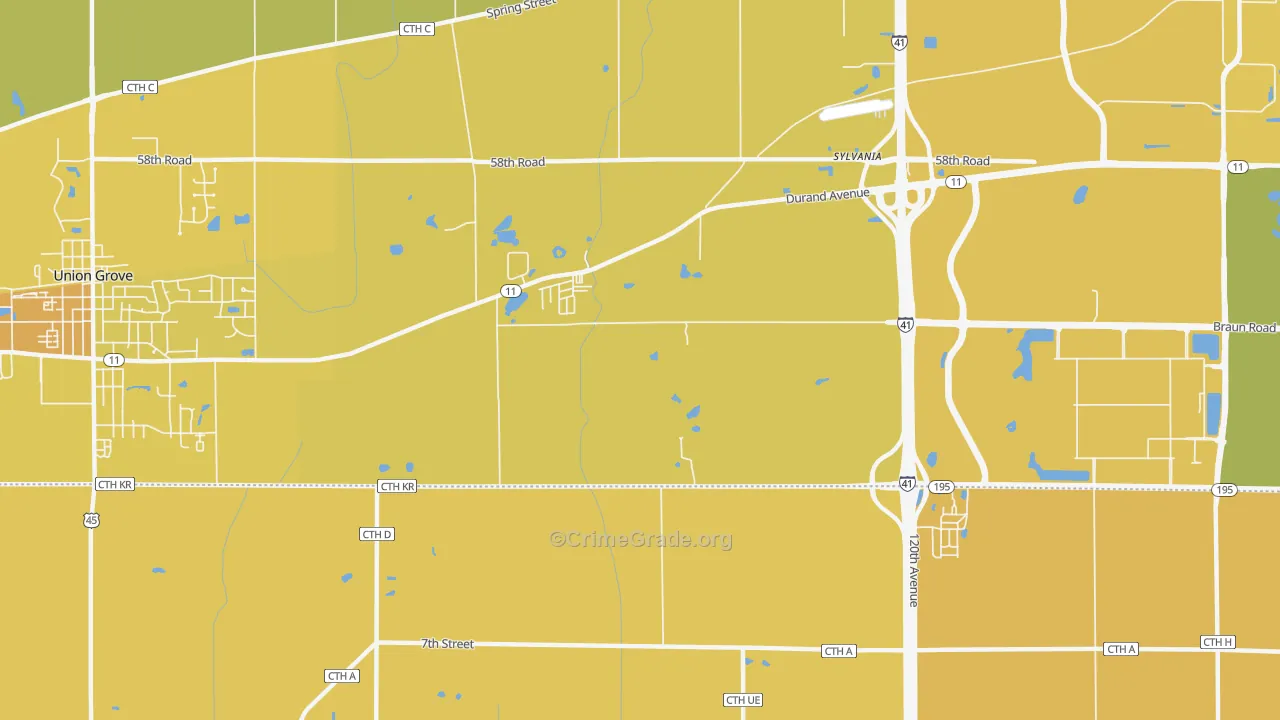 Sylvania, WI Map of Vehicle Theft Rates