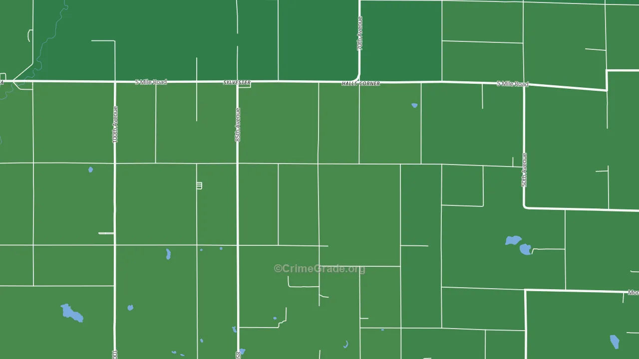 Sylvester, MI Map of Vehicle Theft Rates