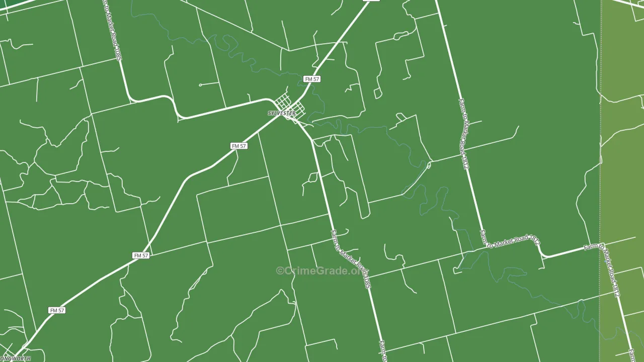 Sylvester, TX Map of Vehicle Theft Rates