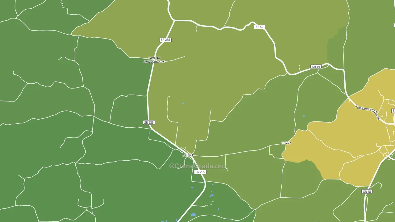 Sylvia, TN Map of Vehicle Theft Rates