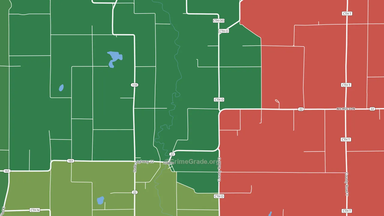 Symco, WI Map of Vehicle Theft Rates