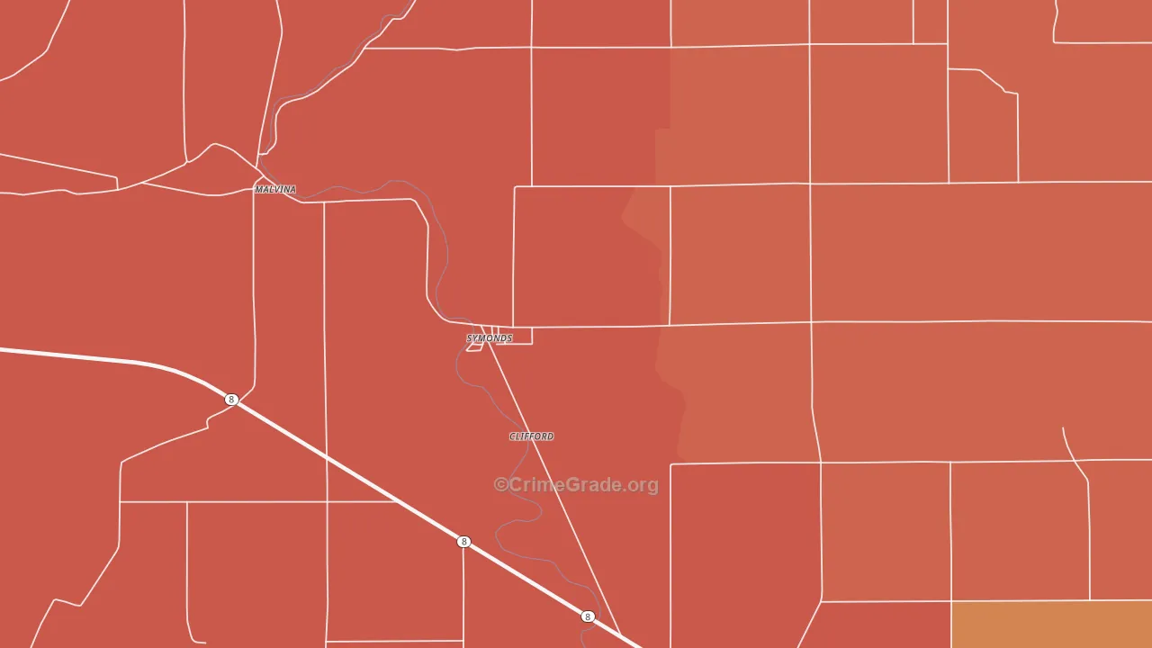 Symonds, MS Map of Vehicle Theft Rates