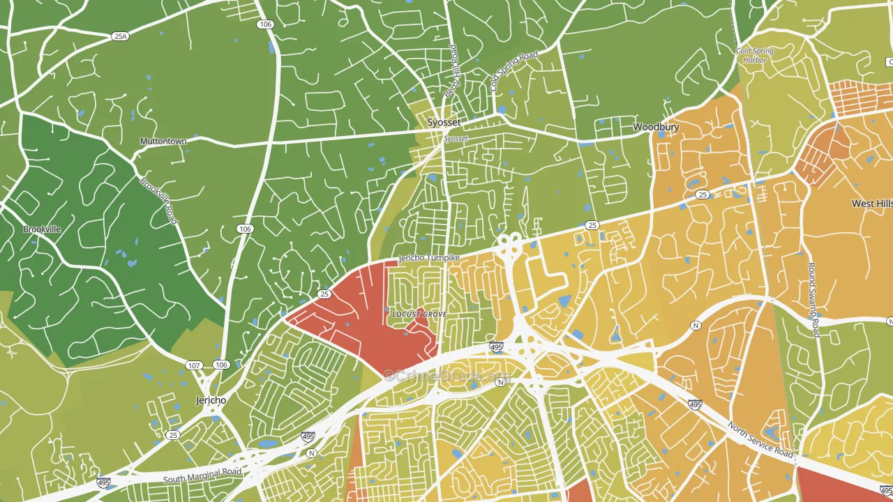 Syosset, NY Map of Vehicle Theft Rates
