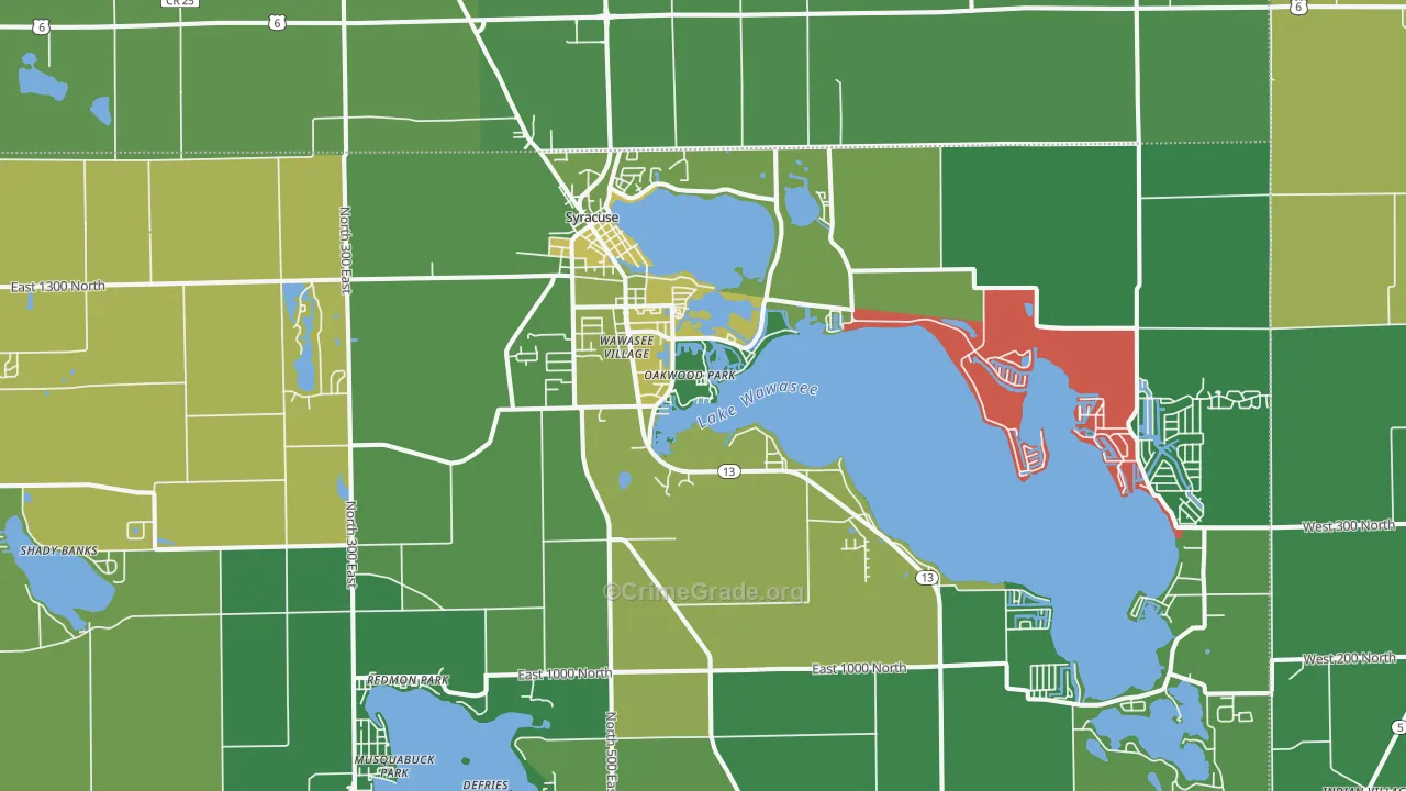 Syracuse, IN Map of Vehicle Theft Rates