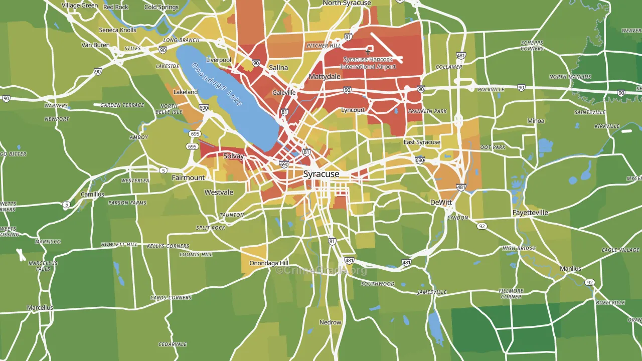Syracuse, NY Map of Vehicle Theft Rates