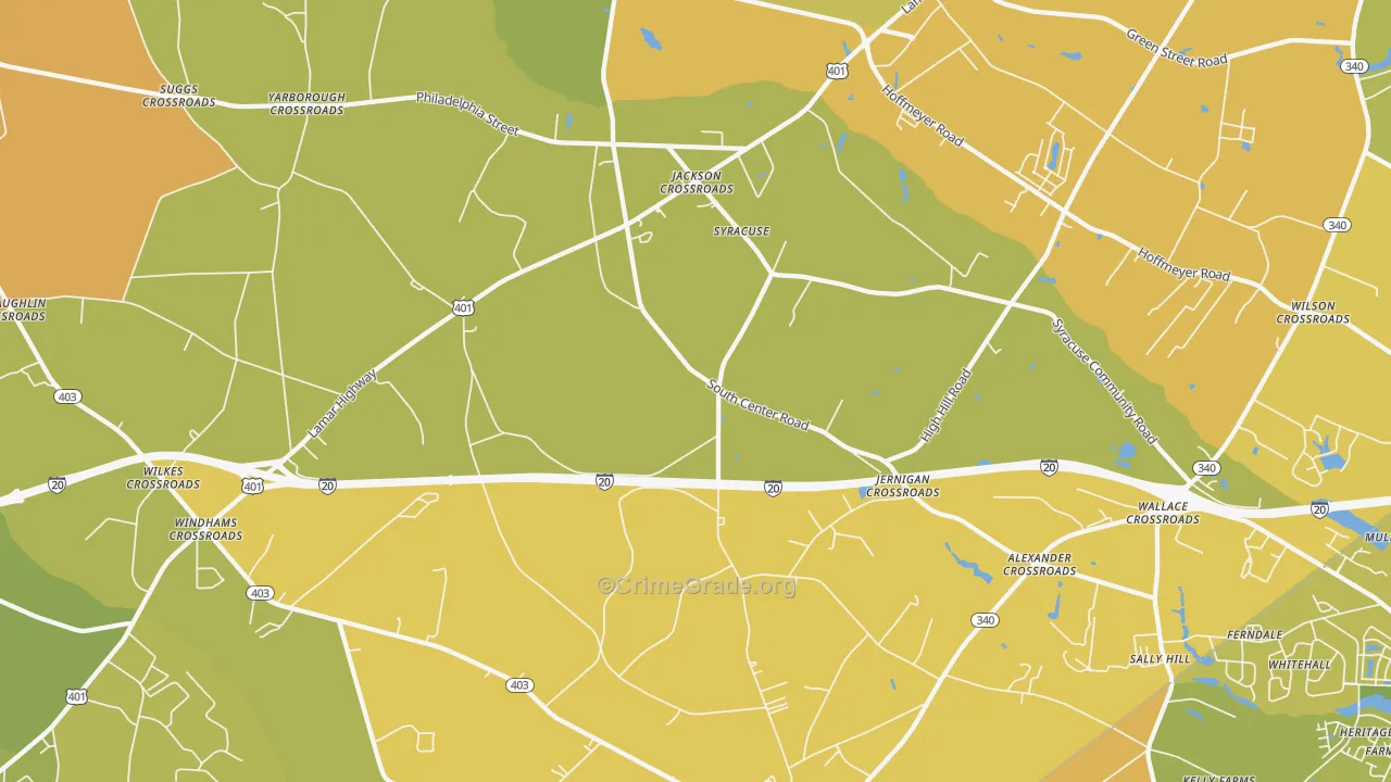 Syracuse, SC Map of Vehicle Theft Rates