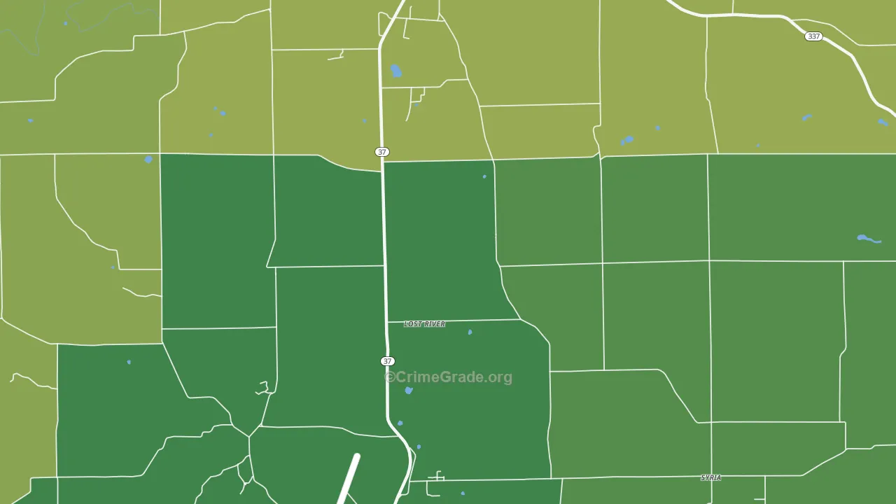 Syria, IN Map of Vehicle Theft Rates