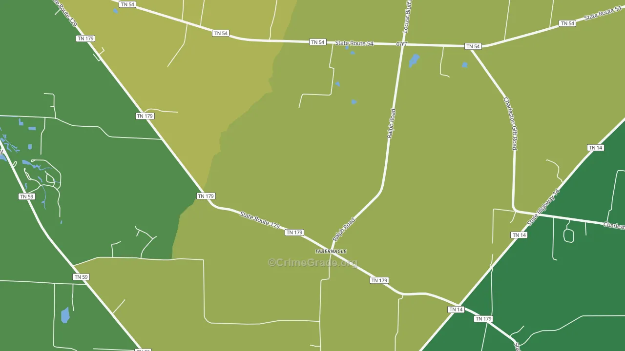Tabernacle, TN Map of Vehicle Theft Rates