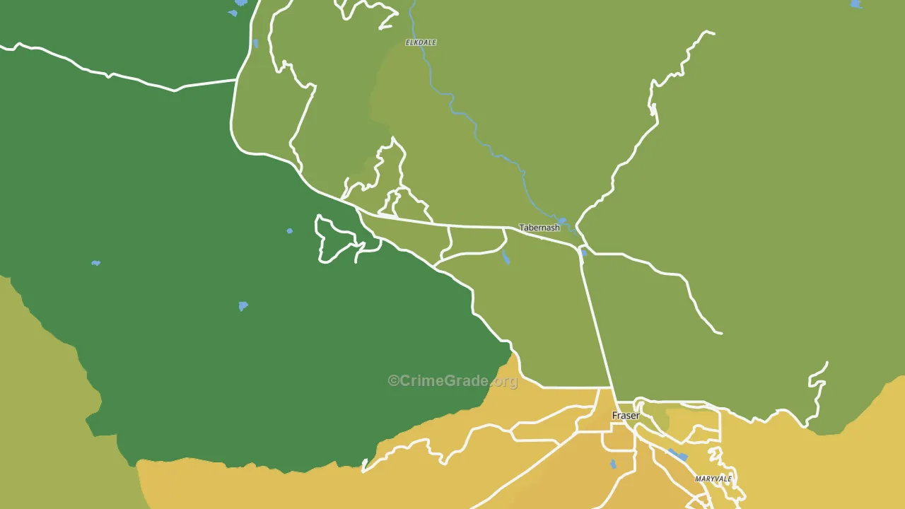 Tabernash, CO Map of Vehicle Theft Rates
