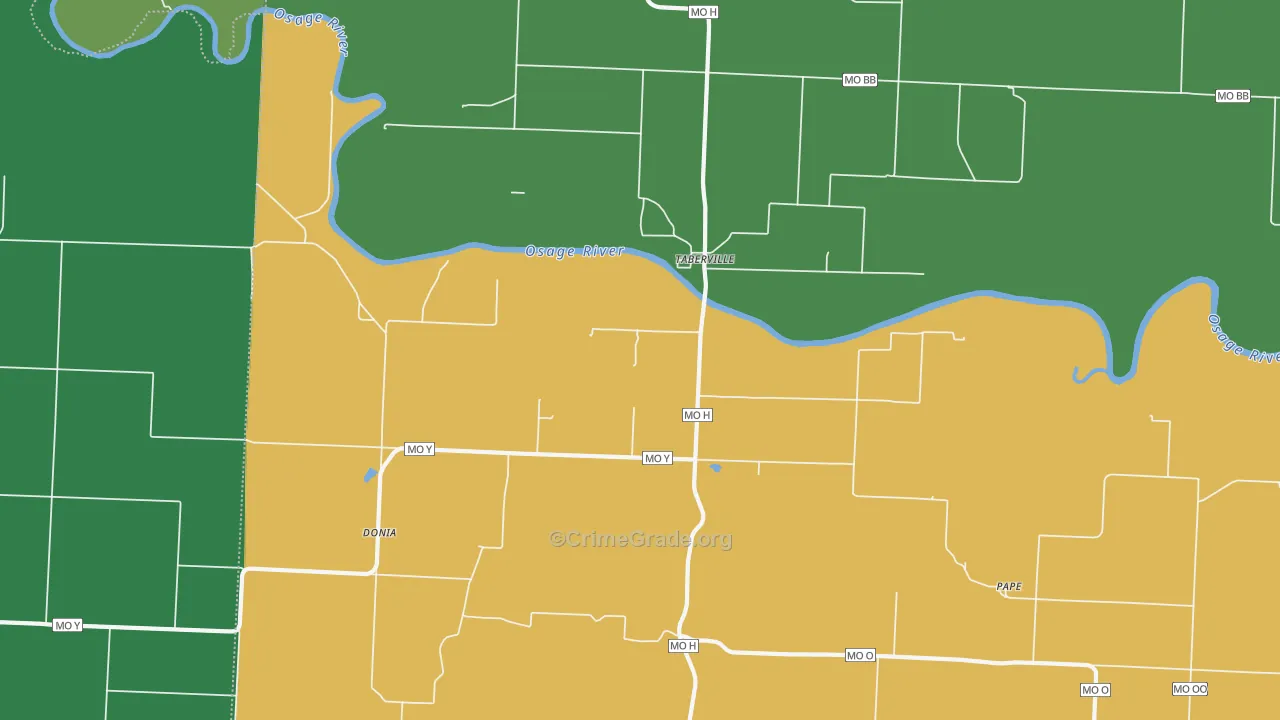 Taberville, MO Map of Vehicle Theft Rates
