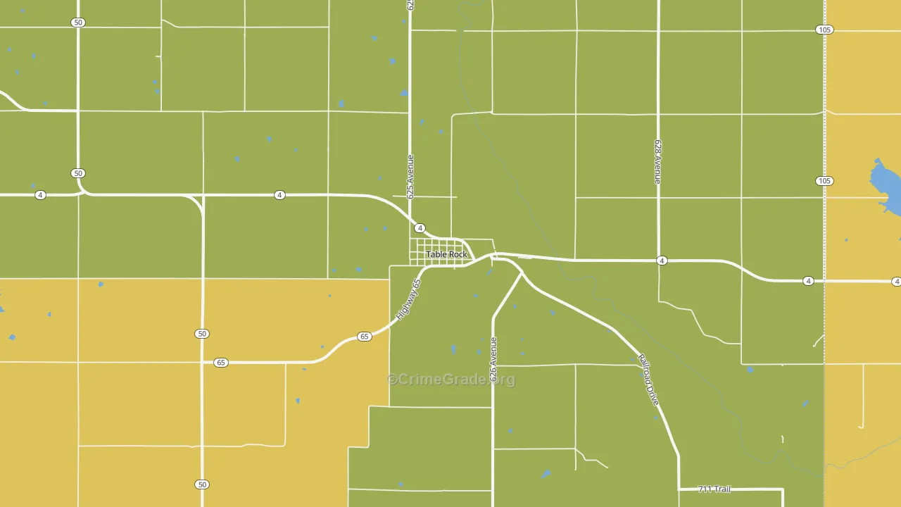 Table Rock, NE Map of Vehicle Theft Rates