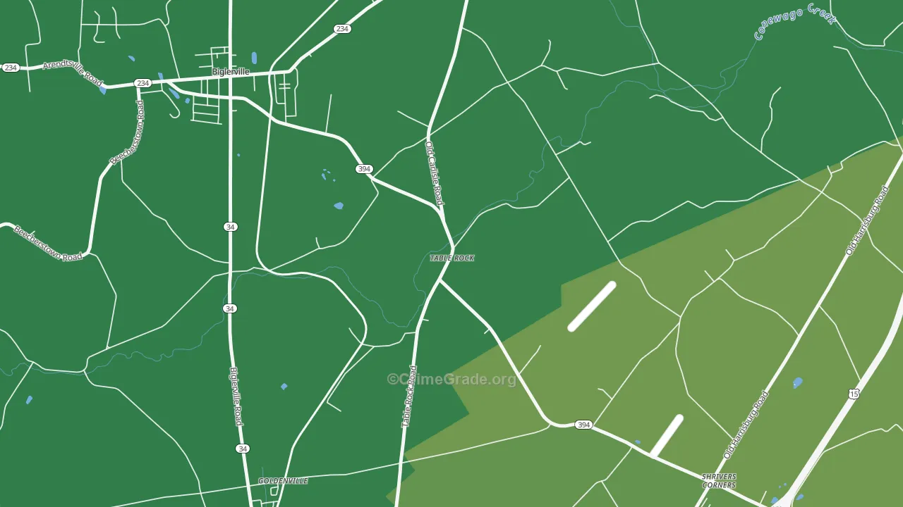 Table Rock, PA Map of Vehicle Theft Rates