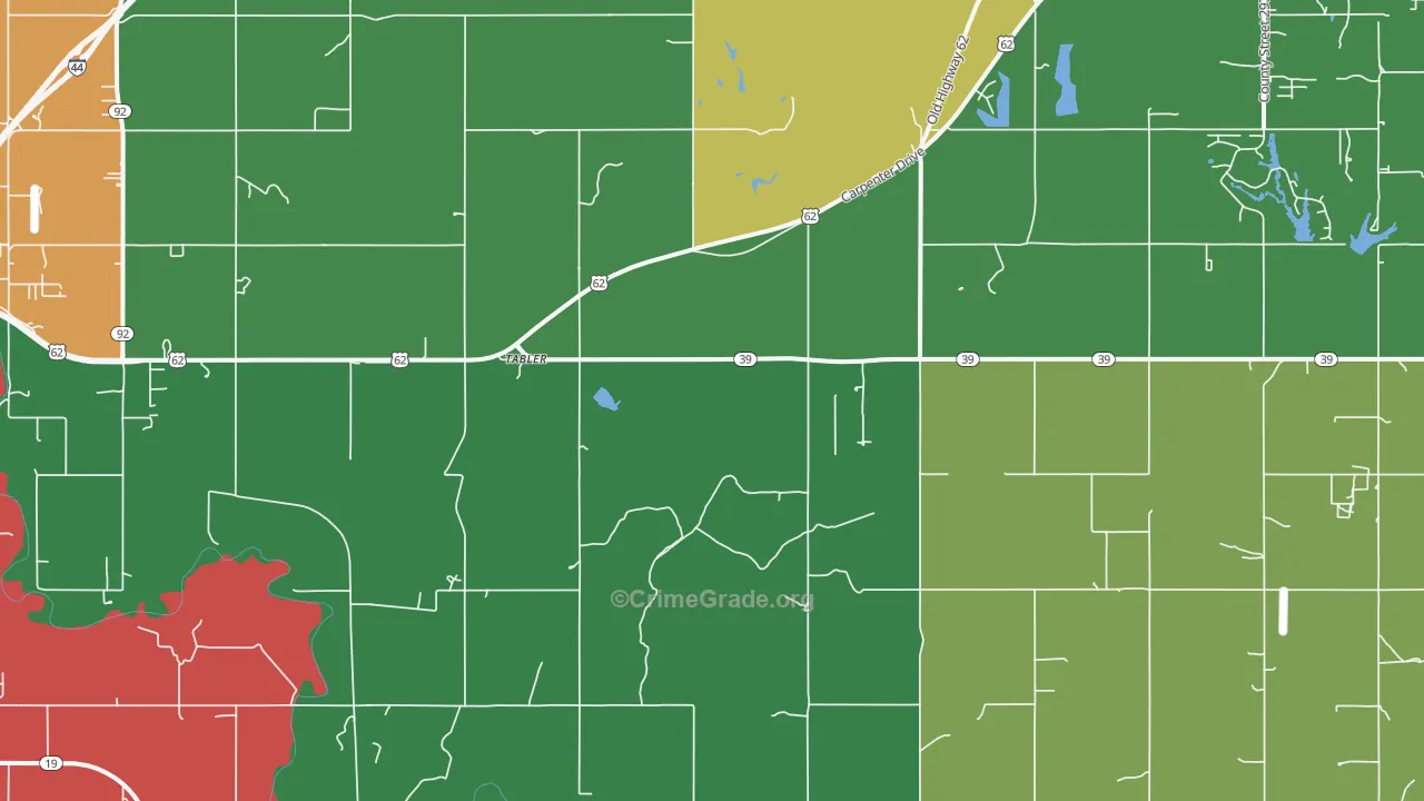 Tabler, OK Map of Vehicle Theft Rates
