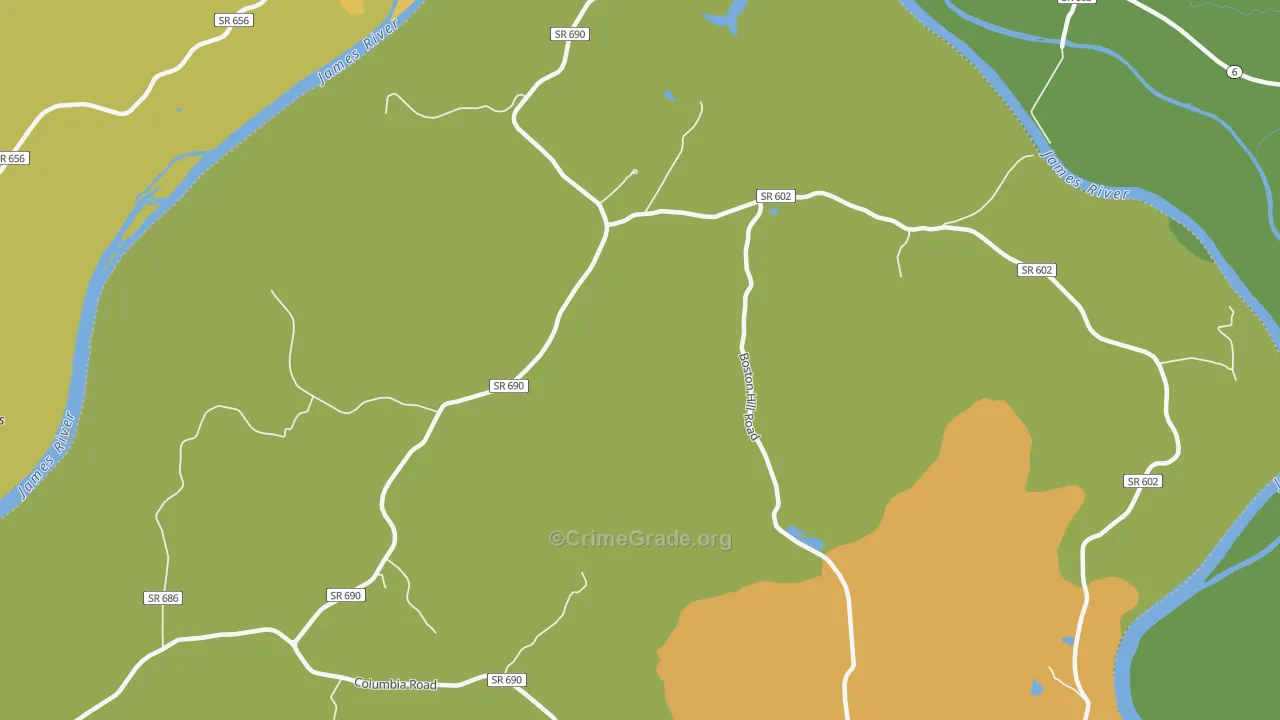 Tabscott, VA Map of Vehicle Theft Rates