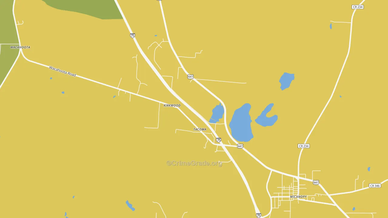 Tacoma, FL Map of Vehicle Theft Rates