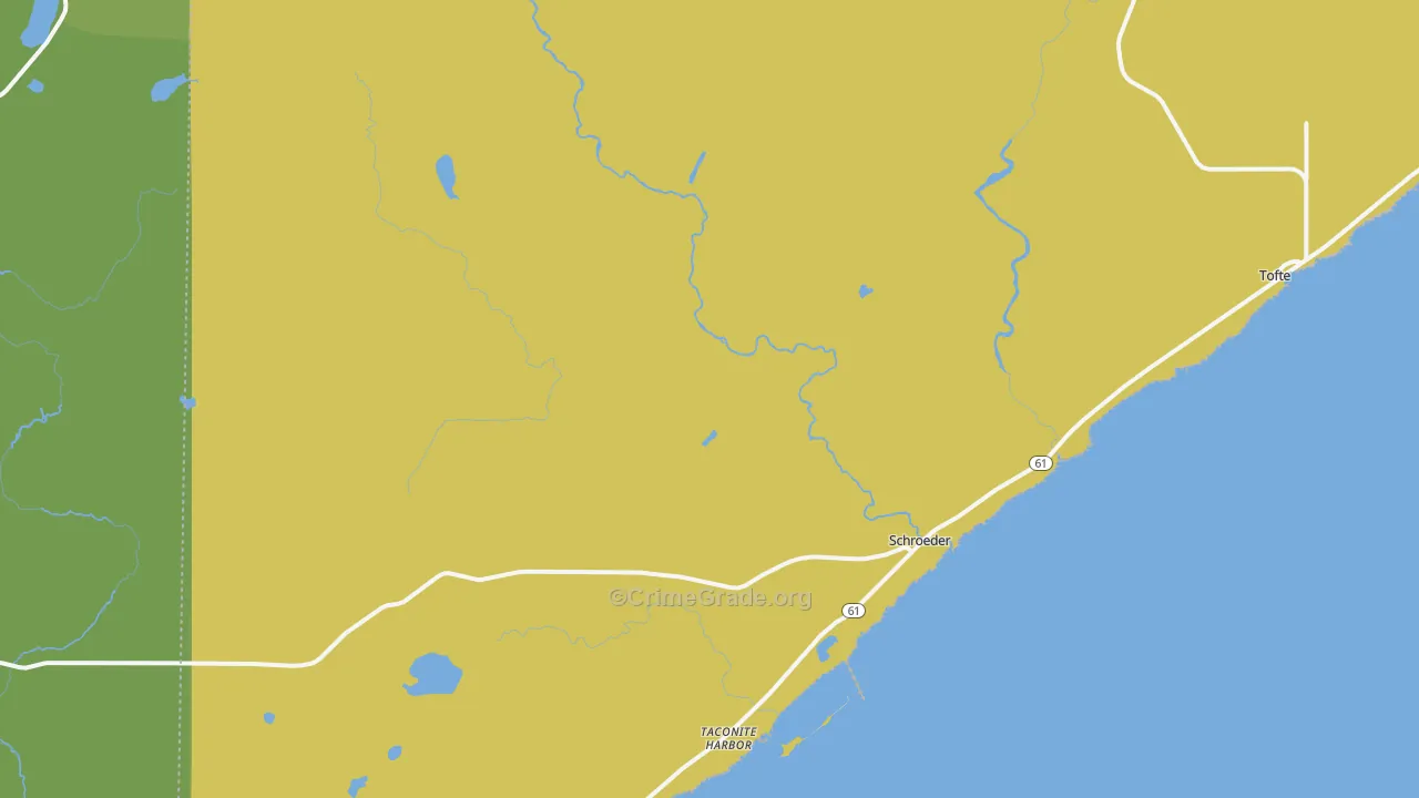 Taconite Harbor, MN Map of Vehicle Theft Rates