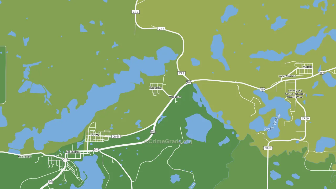 Taconite, MN Map of Vehicle Theft Rates