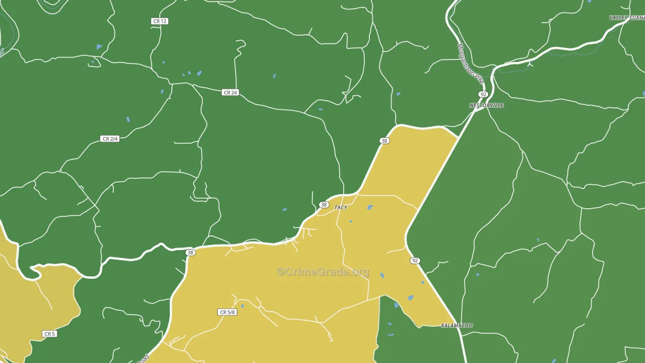 Tacy, WV Map of Vehicle Theft Rates