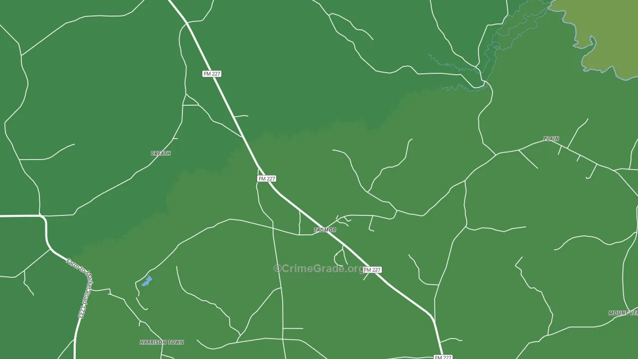 Tadmor, TX Map of Vehicle Theft Rates
