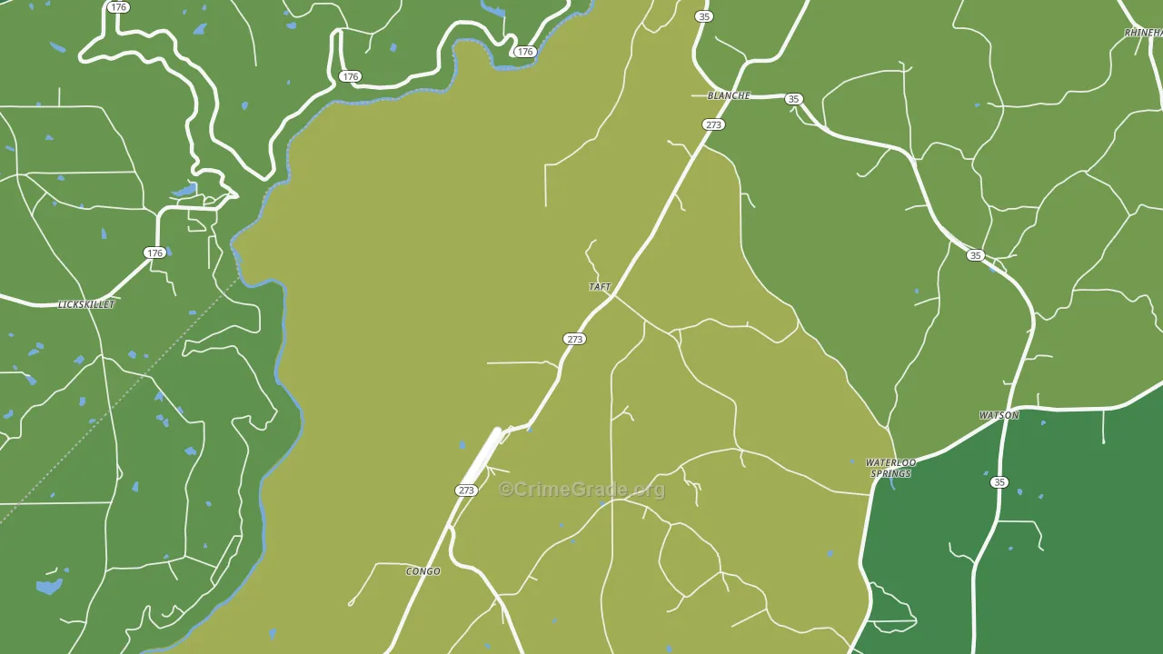 Taff, AL Map of Vehicle Theft Rates