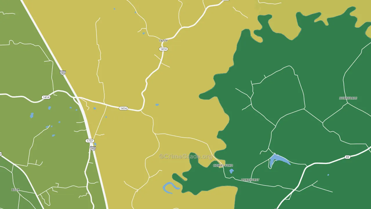 Taffy, KY Map of Vehicle Theft Rates
