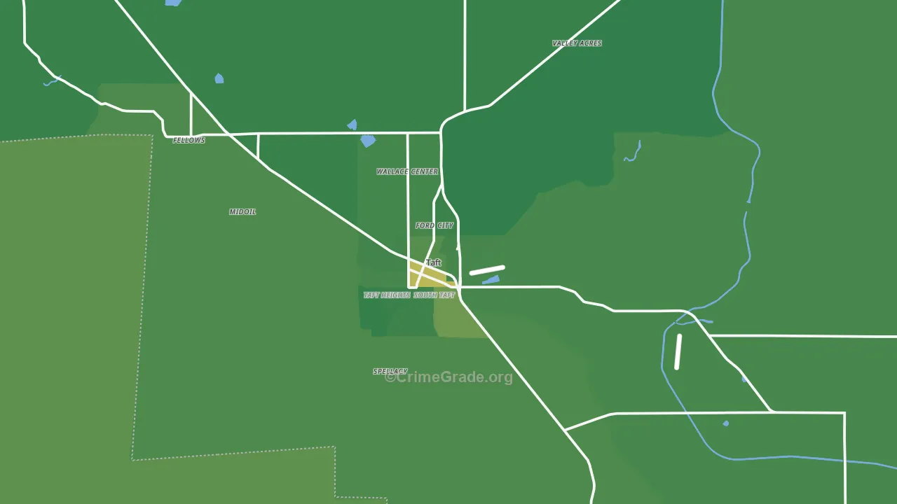 Taft, CA Map of Vehicle Theft Rates