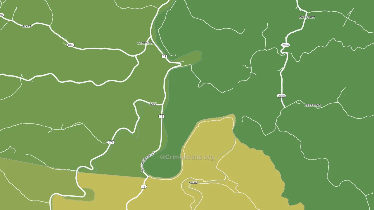 Taft, KY Map of Vehicle Theft Rates