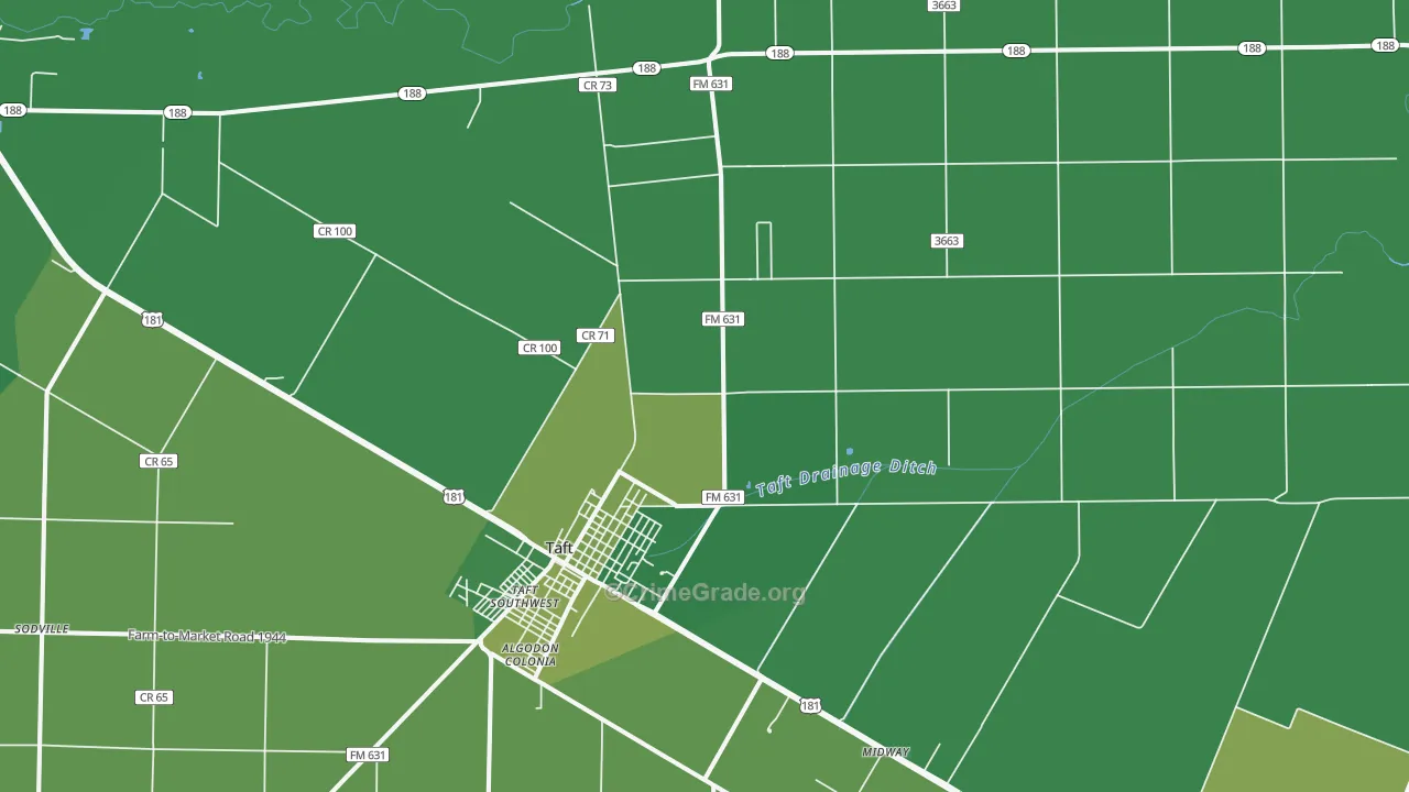 Taft Southwest, TX Map of Vehicle Theft Rates
