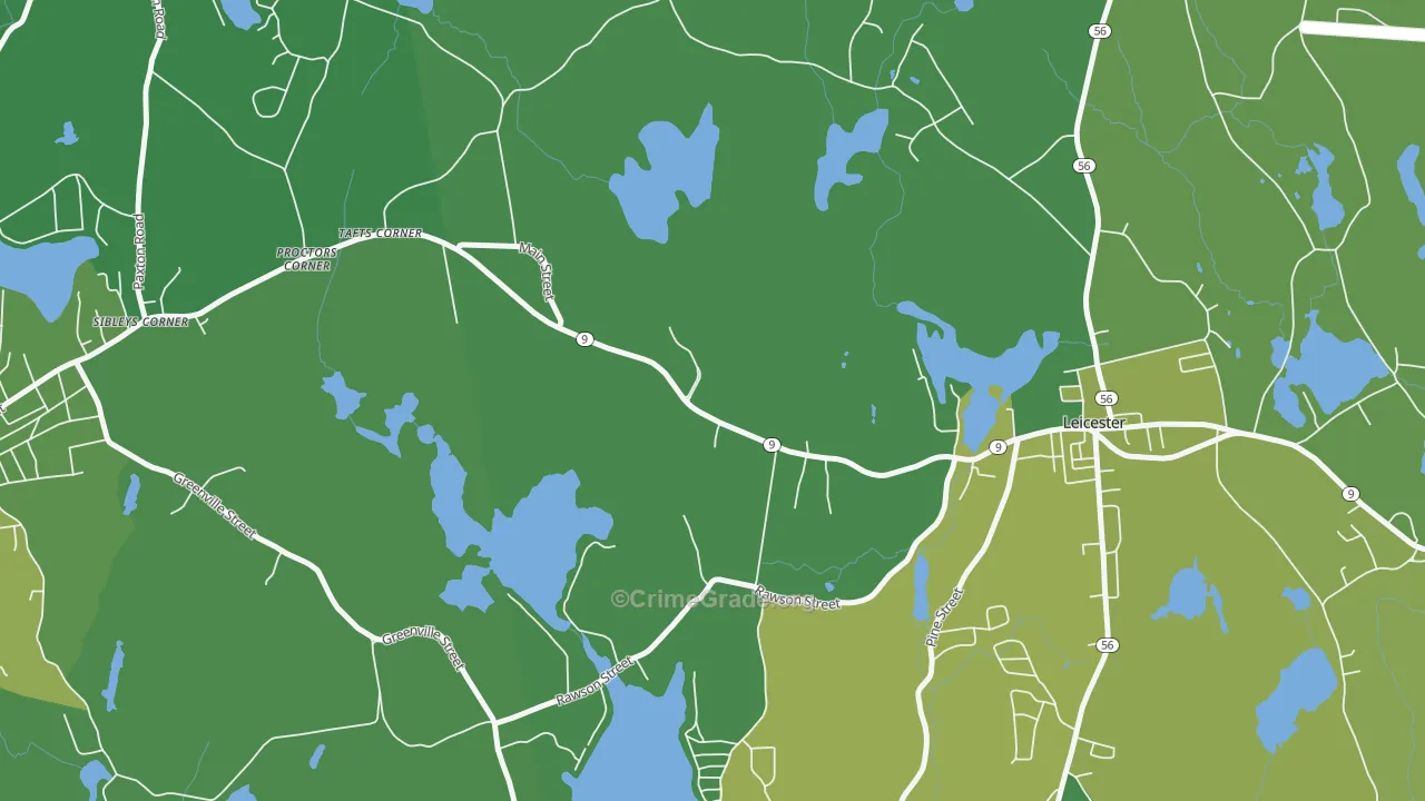 Tafts Corner, MA Map of Vehicle Theft Rates