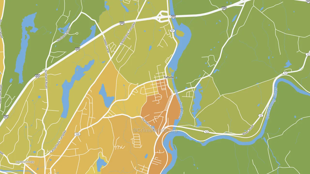 Taftville, CT Map of Vehicle Theft Rates