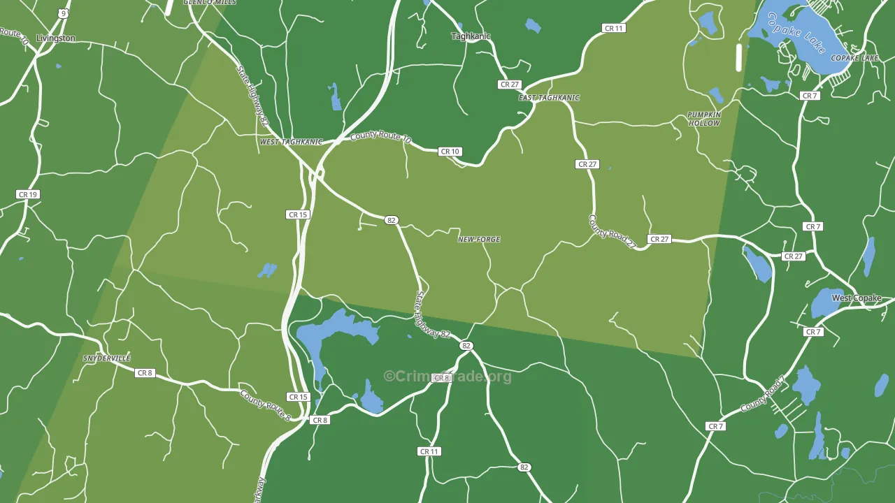 Taghkanic, NY Map of Vehicle Theft Rates