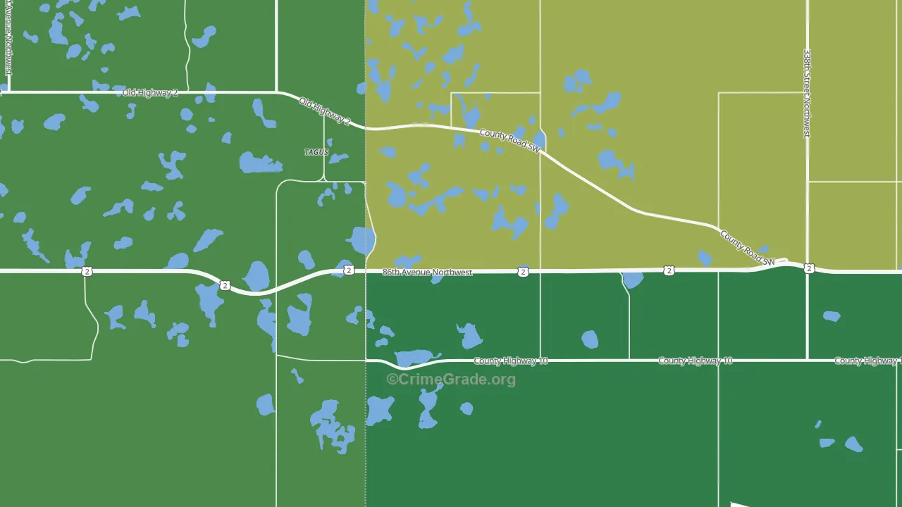 Tagus, ND Map of Vehicle Theft Rates