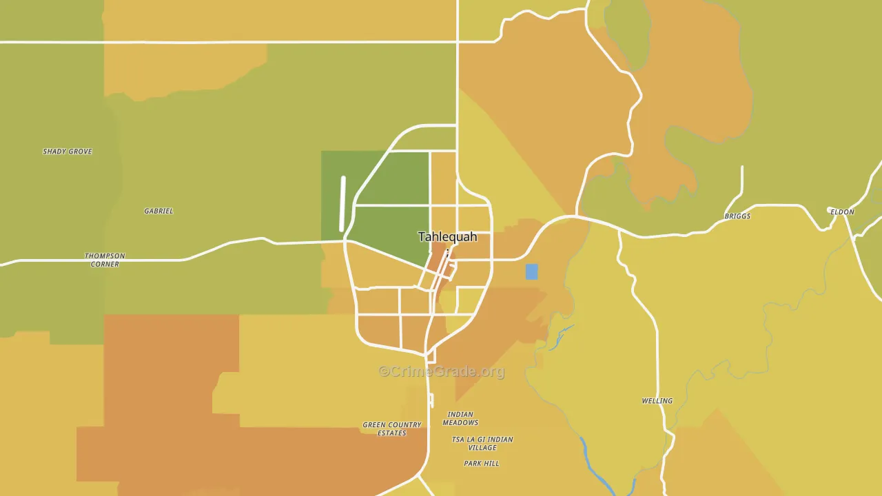 Tahlequah, OK Map of Vehicle Theft Rates