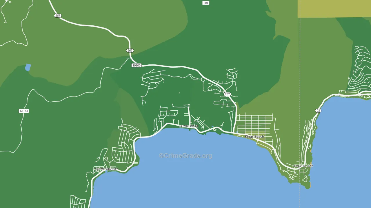 Tahoe Vista, CA Map of Vehicle Theft Rates