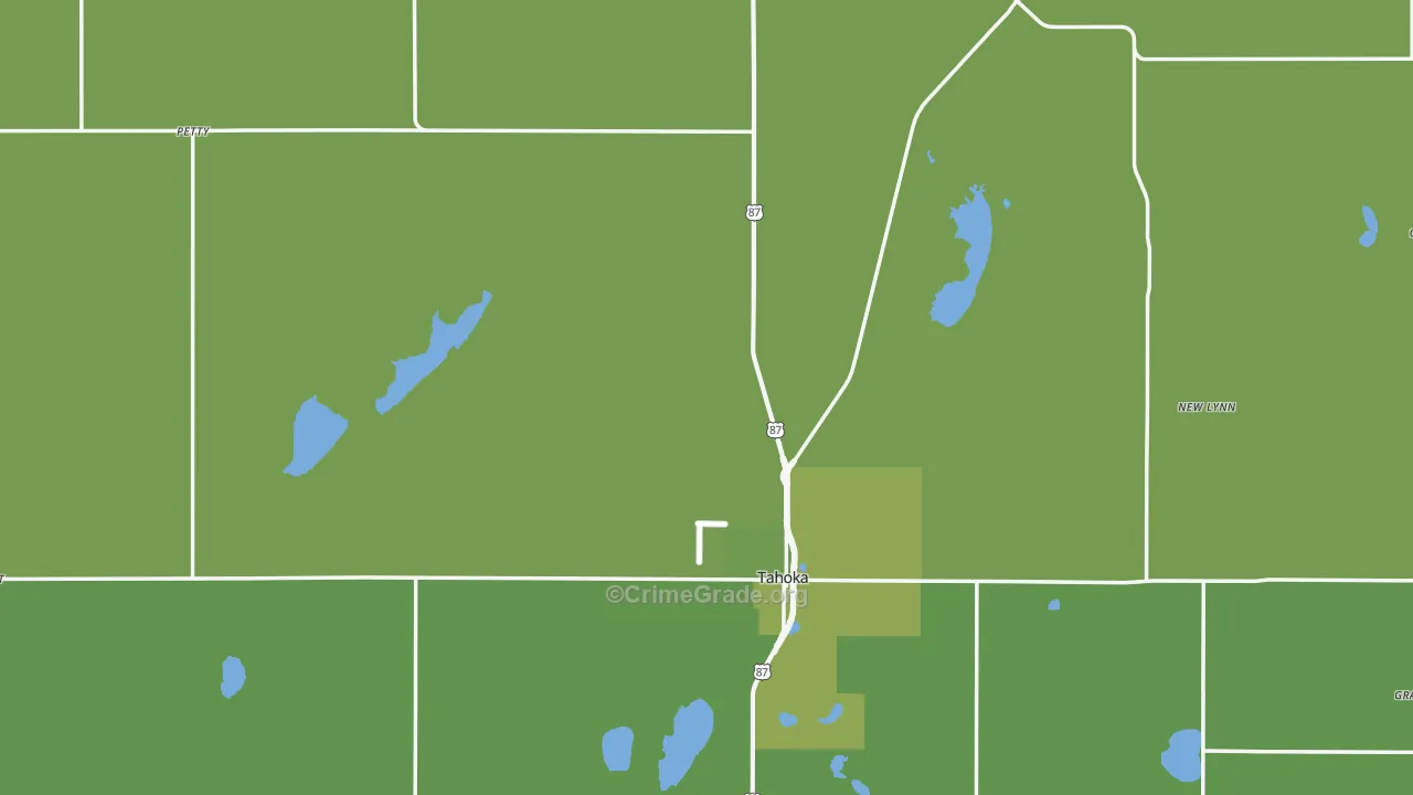Tahoka, TX Map of Vehicle Theft Rates