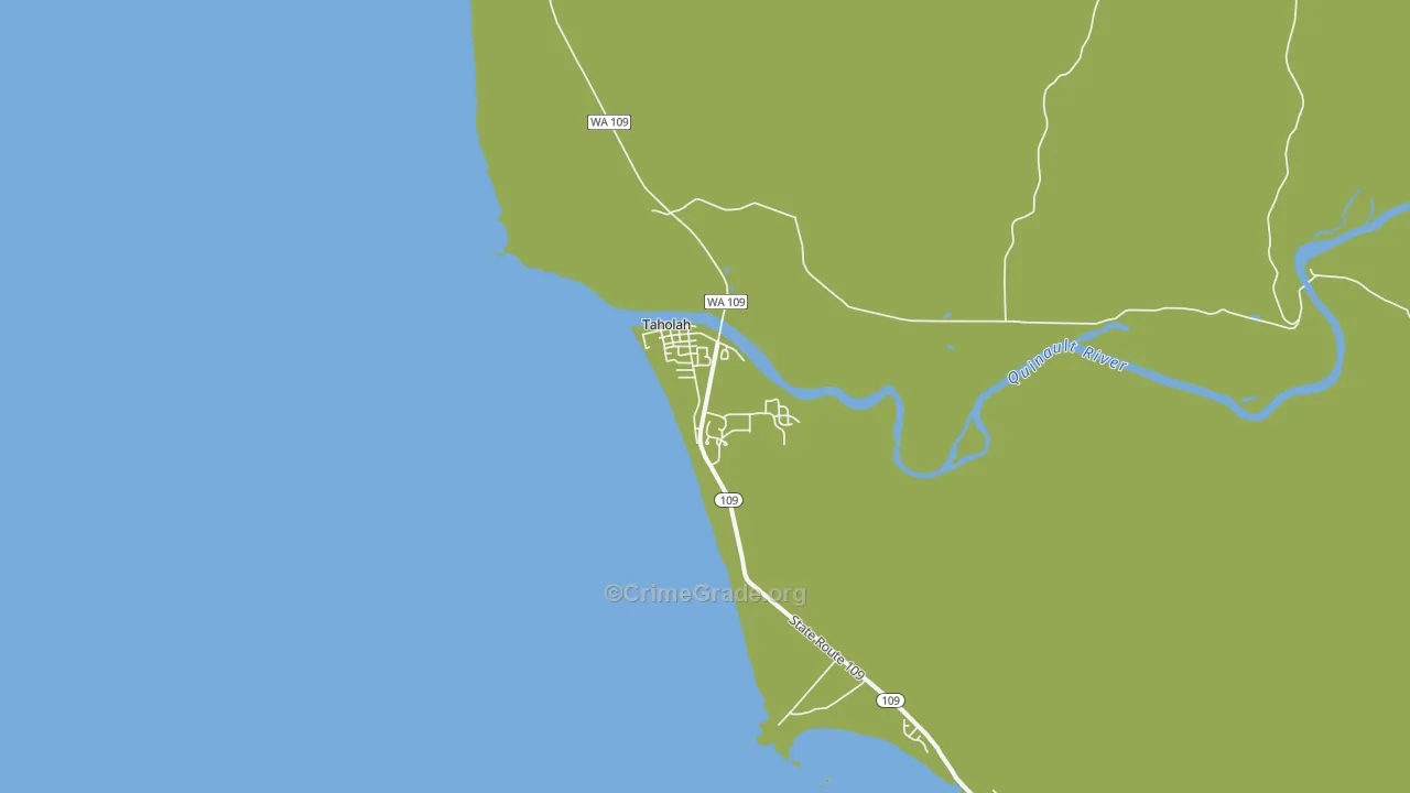 Taholah, WA Map of Vehicle Theft Rates