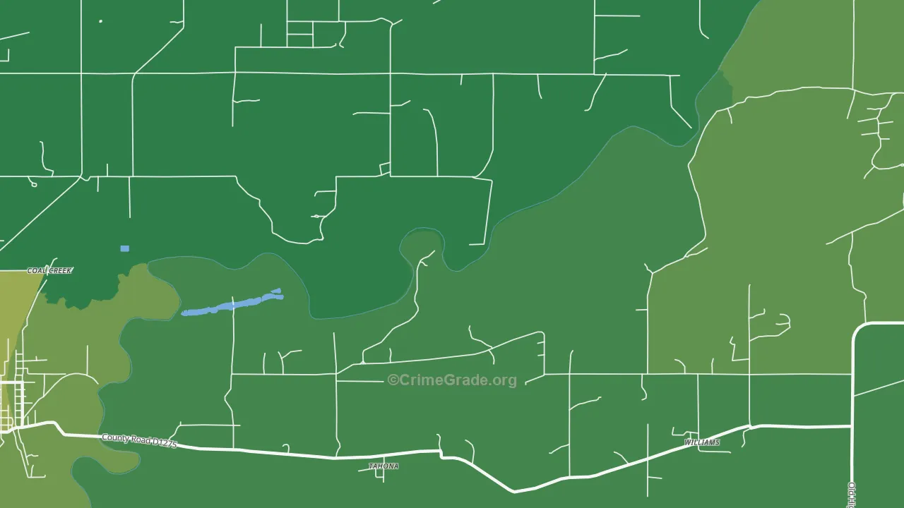 Tahona, OK Map of Vehicle Theft Rates
