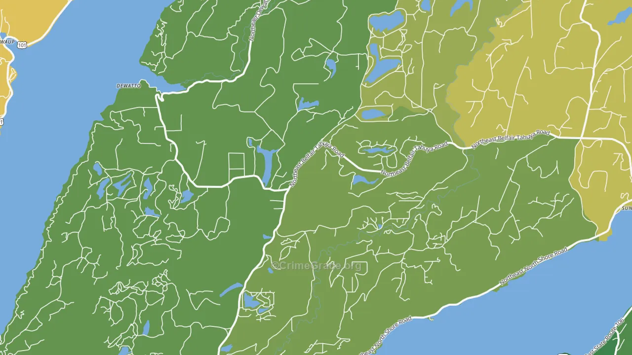 Tahuya, WA Map of Vehicle Theft Rates