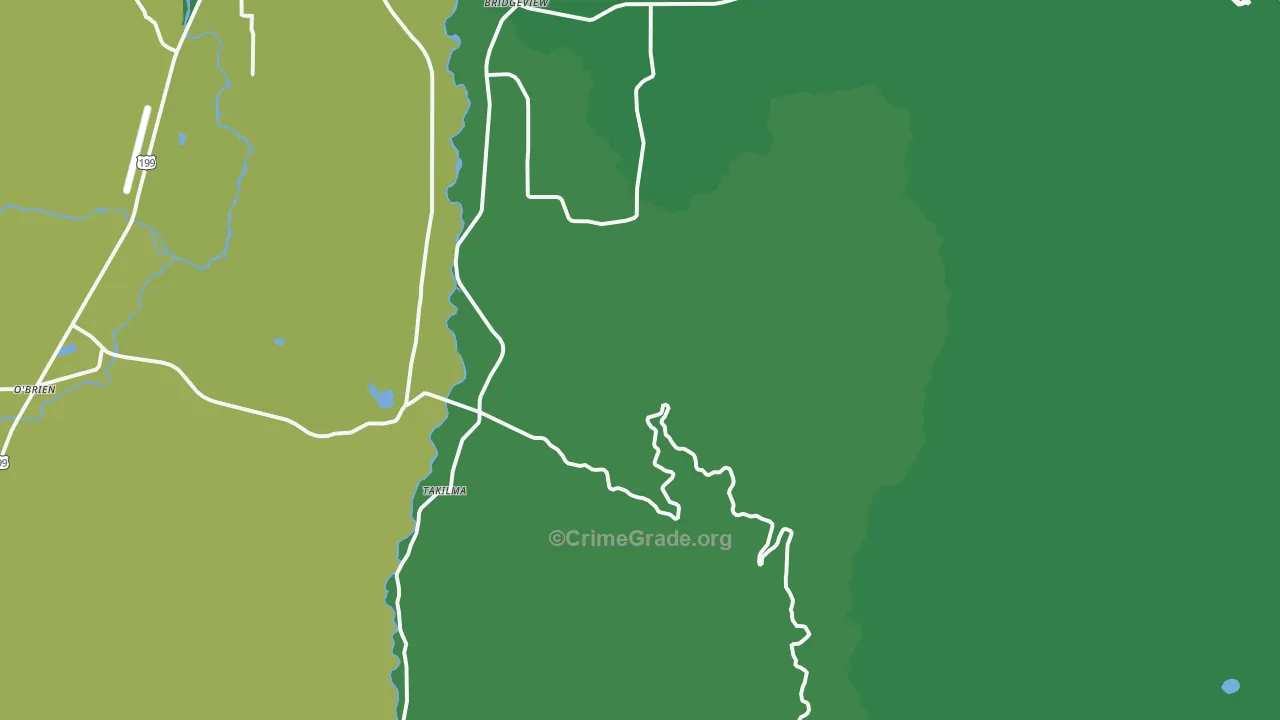 Takilma, OR Map of Vehicle Theft Rates