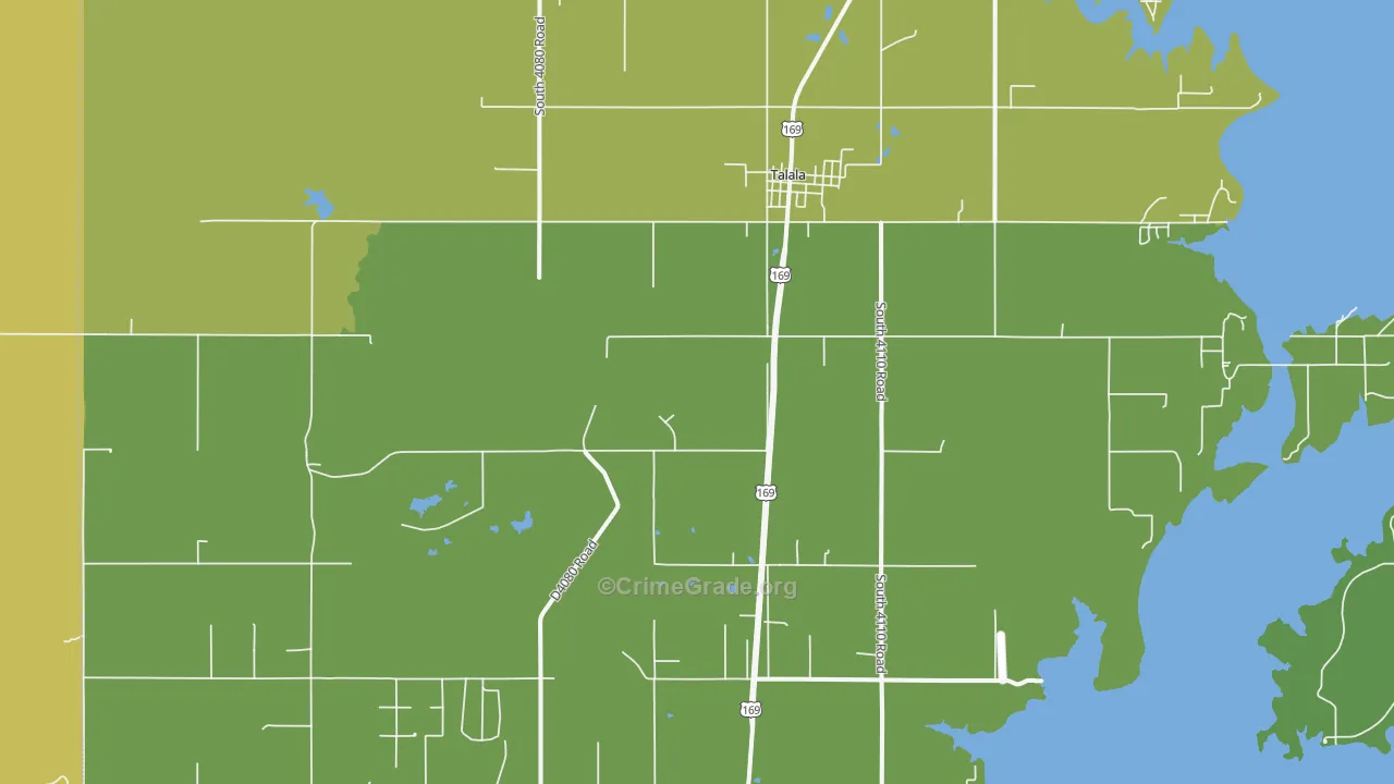 Talala, OK Map of Vehicle Theft Rates