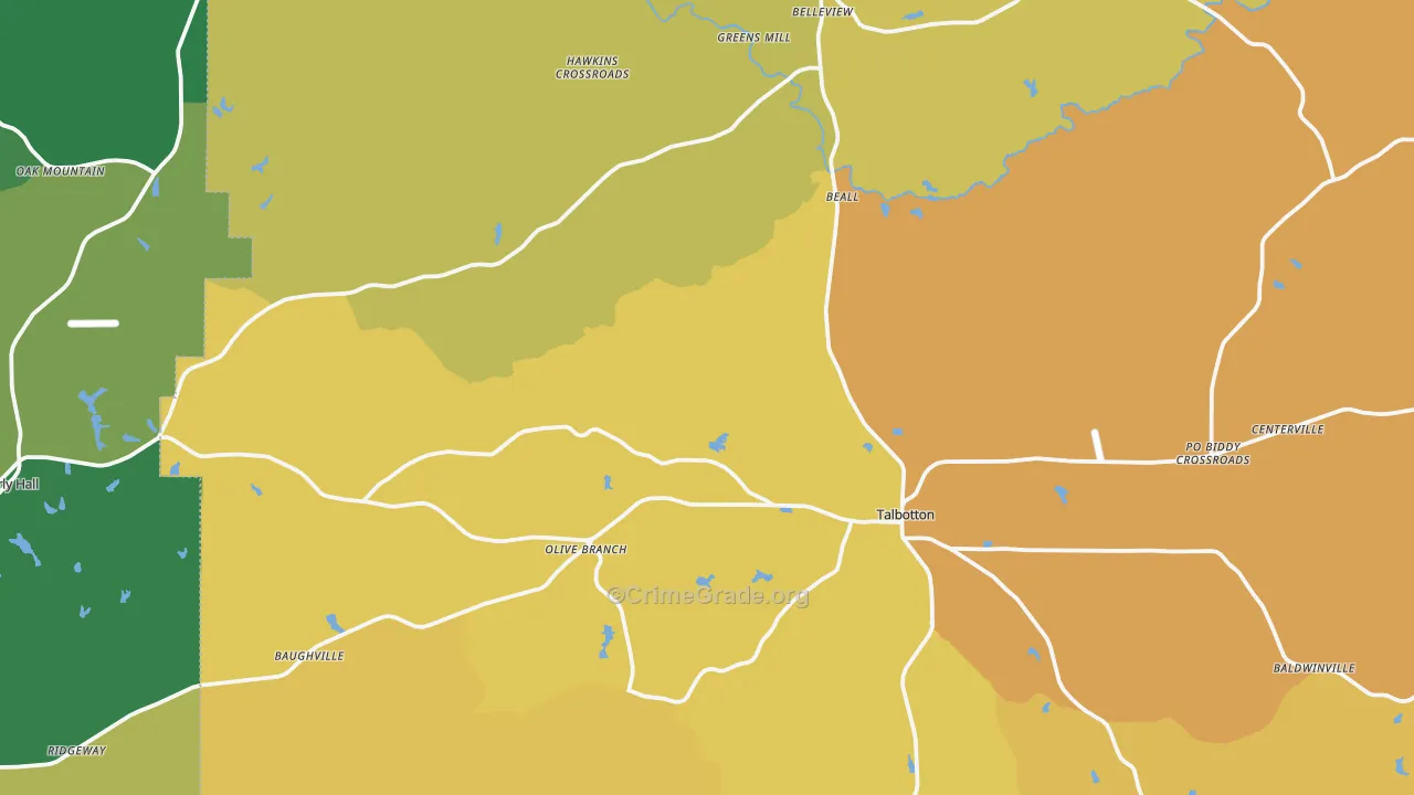 Talbot County, GA Map of Vehicle Theft Rates