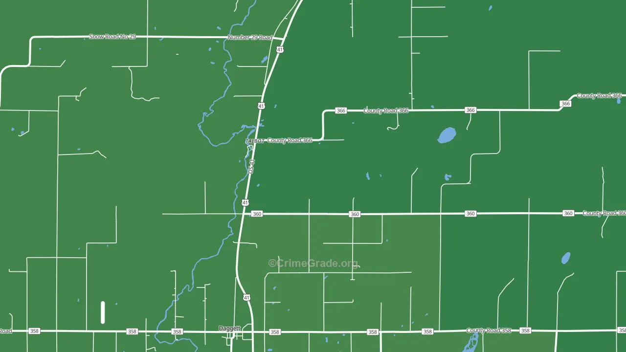 Talbot, MI Map of Vehicle Theft Rates