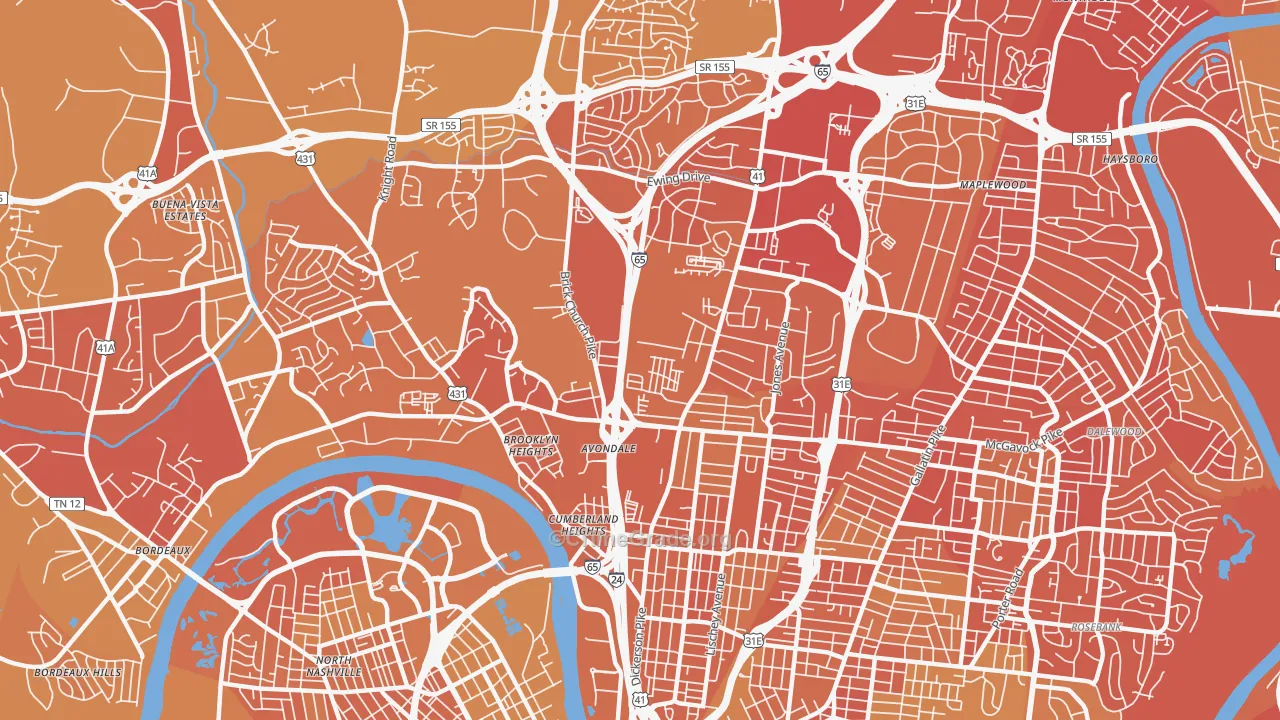 Talbot's Corner, Nashville, TN Map of Vehicle Theft Rates