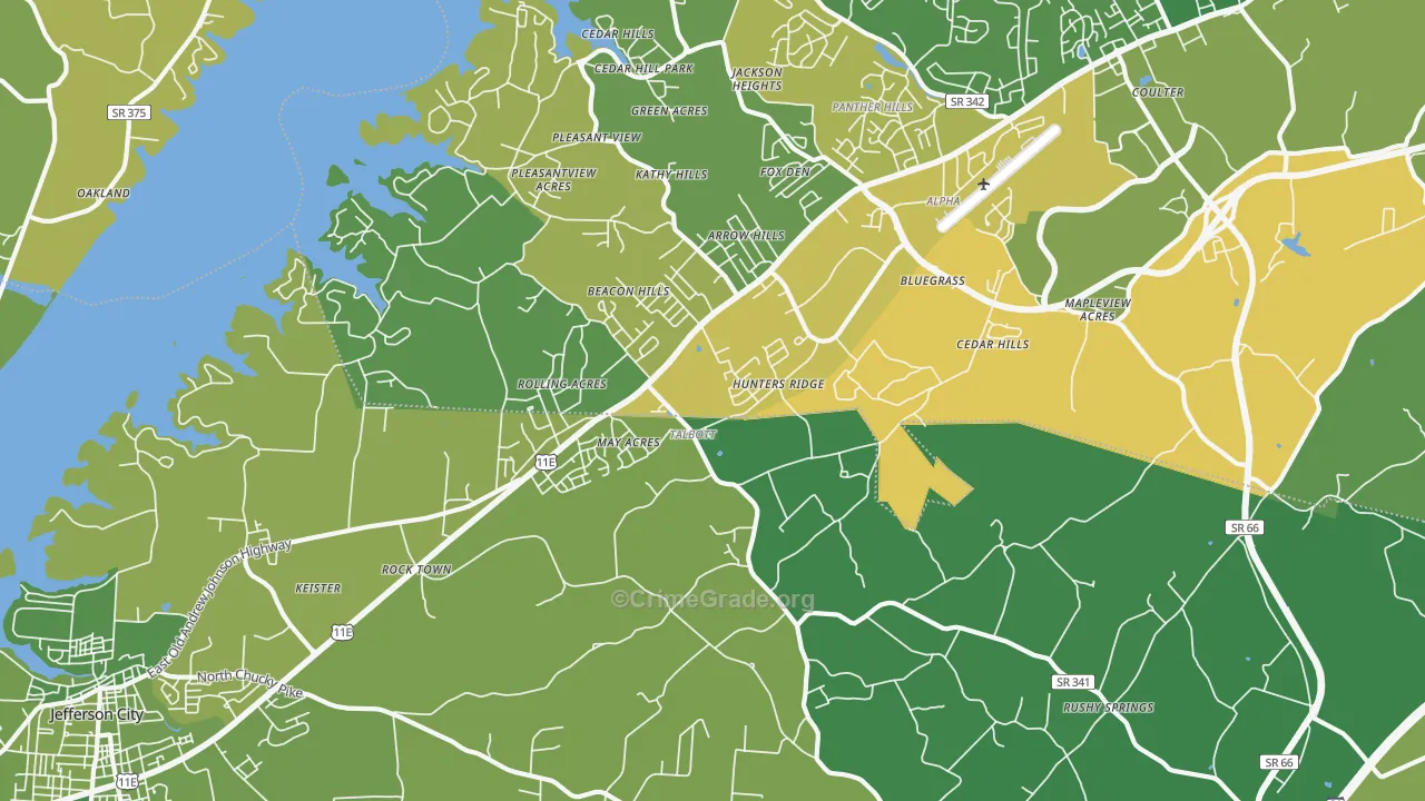 Talbott, TN Map of Vehicle Theft Rates