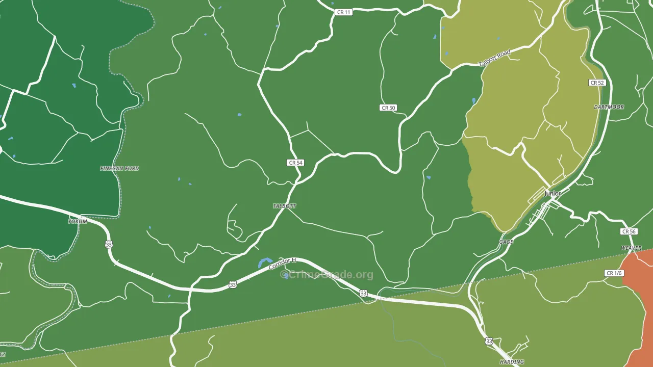 Talbott, WV Map of Vehicle Theft Rates