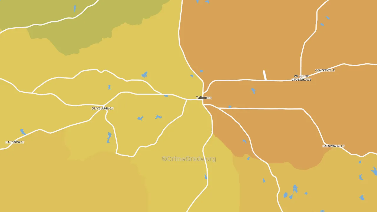 Talbotton, GA Map of Vehicle Theft Rates